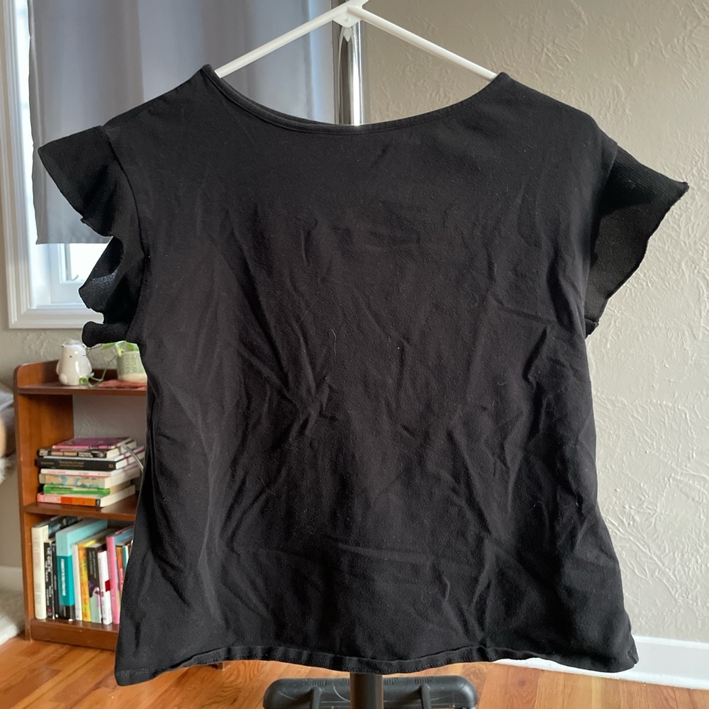 Black Ruffle Sleeve Top